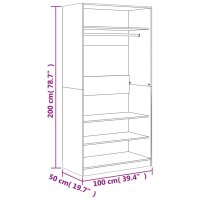 vidaXL Kleiderschrank R&auml;uchereiche 100x50x200 cm Holzwerkstoff