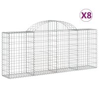 vidaXL Gabionen mit Hochbogen 8 Stk. 200x30x80/100 cm Verzinktes Eisen