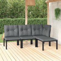 vidaXL 4-tlg. Garten-Lounge-Set Schwarz und Grau Poly Rattan