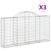 vidaXL Gabionen mit Hochbogen 3 Stk. 200x30x100/120cm Verzinktes Eisen