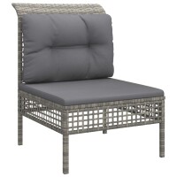 vidaXL 4-tlg. Garten-Lounge-Set mit Kissen Grau Poly Rattan