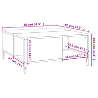 vidaXL Couchtisch Wei&szlig; 80x80x36,5 cm Holzwerkstoff