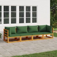 vidaXL 4-tlg. Garten-Lounge-Set mit Grünen Kissen...