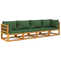 vidaXL 4-tlg. Garten-Lounge-Set mit Grünen Kissen...