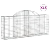 vidaXL Gabionen mit Hochbogen 15 Stk. 200x30x80/100cm...