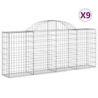 vidaXL Gabionen mit Hochbogen 9 Stk. 200x30x80/100 cm Verzinktes Eisen