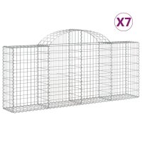 vidaXL Gabionen mit Hochbogen 7 Stk. 200x30x80/100 cm Verzinktes Eisen