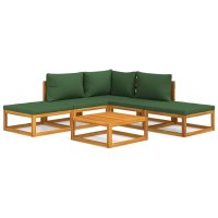 vidaXL 6-tlg. Garten-Lounge-Set mit Grünen Kissen...