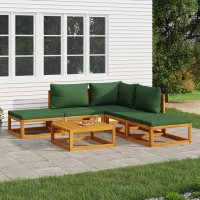 vidaXL 6-tlg. Garten-Lounge-Set mit Grünen Kissen...