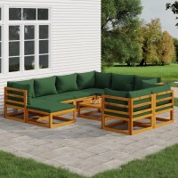 vidaXL 10-tlg. Garten-Lounge-Set mit Grünen Kissen...