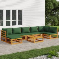 vidaXL 8-tlg. Garten-Lounge-Set mit Grünen Kissen...