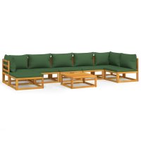 vidaXL 8-tlg. Garten-Lounge-Set mit Grünen Kissen...