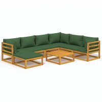 vidaXL 8-tlg. Garten-Lounge-Set mit Grünen Kissen...