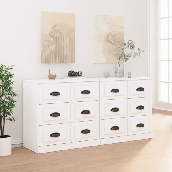 vidaXL Sideboards 2 Stk. Wei&szlig; Holzwerkstoff