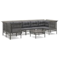 vidaXL 8-tlg. Garten-Lounge-Set mit Kissen Grau Poly Rattan