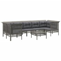 vidaXL 8-tlg. Garten-Lounge-Set mit Kissen Grau Poly Rattan