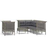 vidaXL 8-tlg. Garten-Lounge-Set mit Kissen Grau Poly Rattan