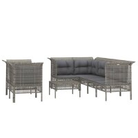 vidaXL 8-tlg. Garten-Lounge-Set mit Kissen Grau Poly Rattan