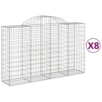 vidaXL Gabionen mit Hochbogen 8 Stk. 200x50x120/140cm Verzinktes Eisen