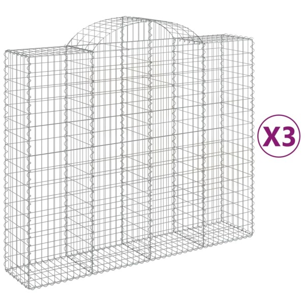 vidaXL Gabionen mit Hochbogen 3 Stk. 200x50x160/180cm Verzinktes Eisen