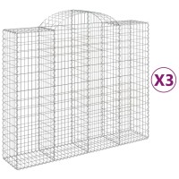 vidaXL Gabionen mit Hochbogen 3 Stk. 200x50x160/180cm Verzinktes Eisen