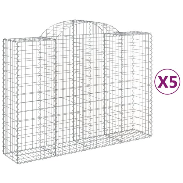 vidaXL Gabionen mit Hochbogen 5 Stk. 200x50x140/160cm Verzinktes Eisen