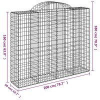 vidaXL Gabionen mit Hochbogen 5 Stk. 200x50x160/180cm Verzinktes Eisen