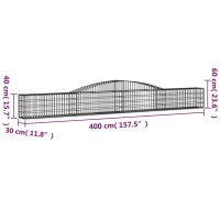 vidaXL Gabionen mit Hochbogen 3 Stk. 400x30x40/60 cm Verzinktes Eisen