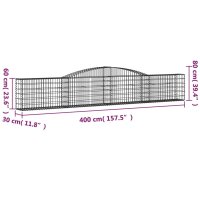 vidaXL Gabionen mit Hochbogen 2 Stk. 400x30x60/80 cm Verzinktes Eisen