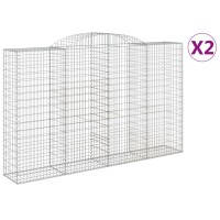 vidaXL Gabionen mit Hochbogen 2 Stk. 300x50x180/200cm...