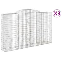 vidaXL Gabionen mit Hochbogen 3 Stk. 300x50x180/200cm...