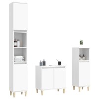vidaXL 3-tlg. Badmöbel-Set Weiß Holzwerkstoff