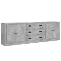 vidaXL Sideboards 3 Stk. Betongrau Holzwerkstoff