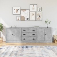 vidaXL Sideboards 3 Stk. Betongrau Holzwerkstoff