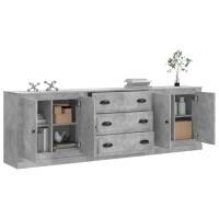 vidaXL Sideboards 3 Stk. Betongrau Holzwerkstoff