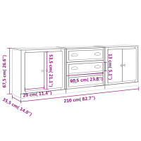 vidaXL Sideboards 3 Stk. Betongrau Holzwerkstoff