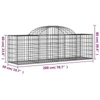 vidaXL Gabionen mit Hochbogen 7 Stk. 200x50x60/80 cm Verzinktes Eisen