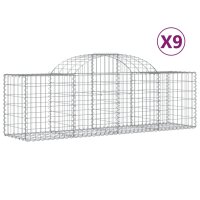 vidaXL Gabionen mit Hochbogen 9 Stk. 200x50x60/80 cm Verzinktes Eisen