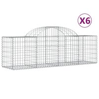 vidaXL Gabionen mit Hochbogen 6 Stk. 200x50x60/80 cm Verzinktes Eisen