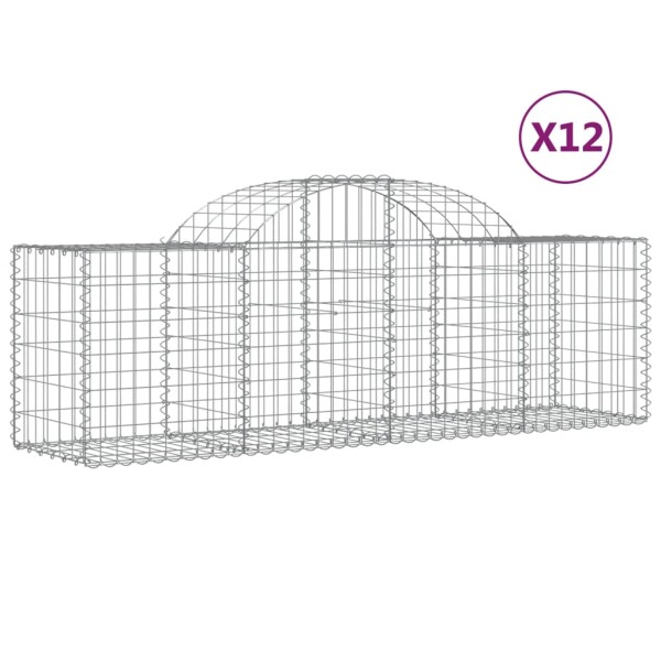 vidaXL Gabionen mit Hochbogen 12 Stk. 200x50x60/80 cm Verzinktes Eisen