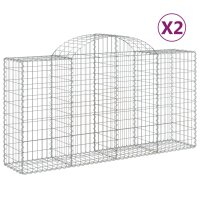 vidaXL Gabionen mit Hochbogen 2 Stk. 200x50x100/120cm...