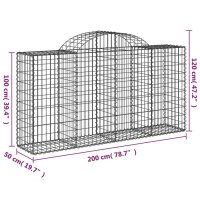 vidaXL Gabionen mit Hochbogen 7 Stk. 200x50x100/120cm Verzinktes Eisen