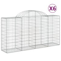 vidaXL Gabionen mit Hochbogen 6 Stk. 200x50x100/120cm Verzinktes Eisen