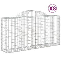 vidaXL Gabionen mit Hochbogen 8 Stk. 200x50x100/120cm...