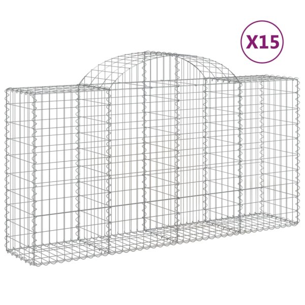 vidaXL Gabionen mit Hochbogen 15 Stk 200x50x100/120cm Verzinktes Eisen