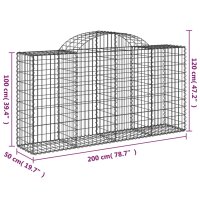 vidaXL Gabionen mit Hochbogen 15 Stk 200x50x100/120cm Verzinktes Eisen