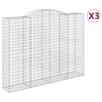 vidaXL Gabionen mit Hochbogen 3 Stk. 300x50x220/240cm...