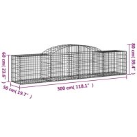 vidaXL Gabionen mit Hochbogen 30 Stk. 300x50x60/80 cm Verzinktes Eisen