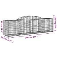 vidaXL Gabionen mit Hochbogen 7 Stk. 300x50x80/100 cm Verzinktes Eisen