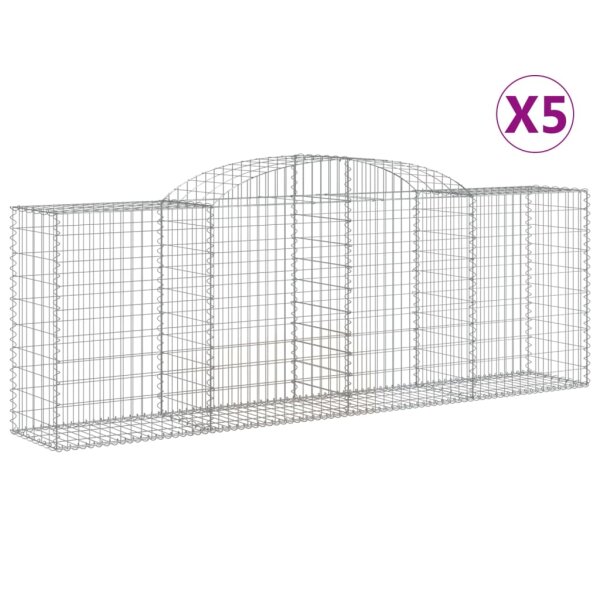 vidaXL Gabionen mit Hochbogen 5 Stk. 300x50x100/120cm Verzinktes Eisen